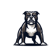 Full-Body Pitbull Bulldog Design Illustration, Standing Pitbull Terrier Dog Portrait