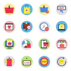 Set of Shopping Flat Icons 

