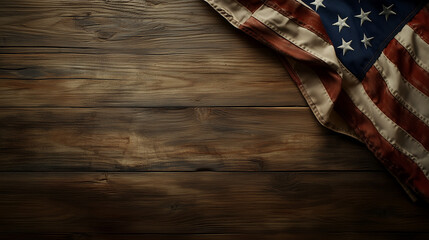 Patriot Day Tribute with American Flag on Wooden Background Honoring 11 September Remembrance