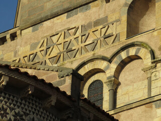 Romanesque Abbey of Saint-Austremoine. Issoire. Auvergne. France. 12th century. Detail of geometric...