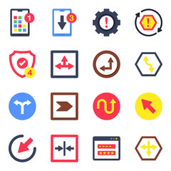 Set of Pointing Arrows and Ui Flat Icons

