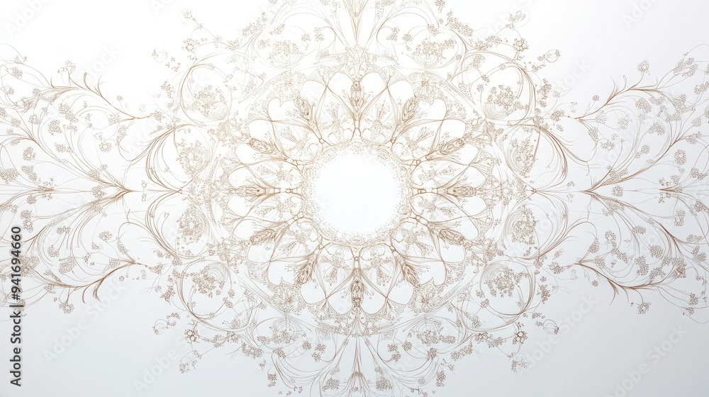 Poster abstract lines creating a circular pattern with blossoming elements, symbolizing a fertile and thriv