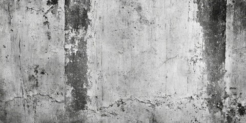 Obraz premium Textured concrete wall with visible cracks and weathered patterns in monochrome tones