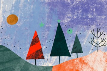 Abstract Christmas tree landscape for festive design