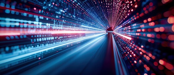 Obraz premium Abstract light streaks create a dynamic sense of speed and motion, ideal for technology and futuristic themes.