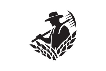 silhouette farmer shape vector design. Farmers and gardeners gardening vector silhouette