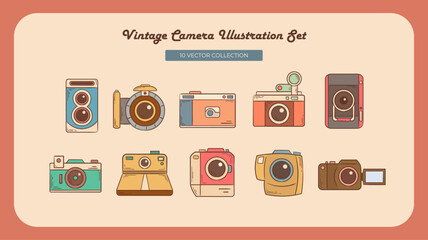 Vintage Camera Illustration Set