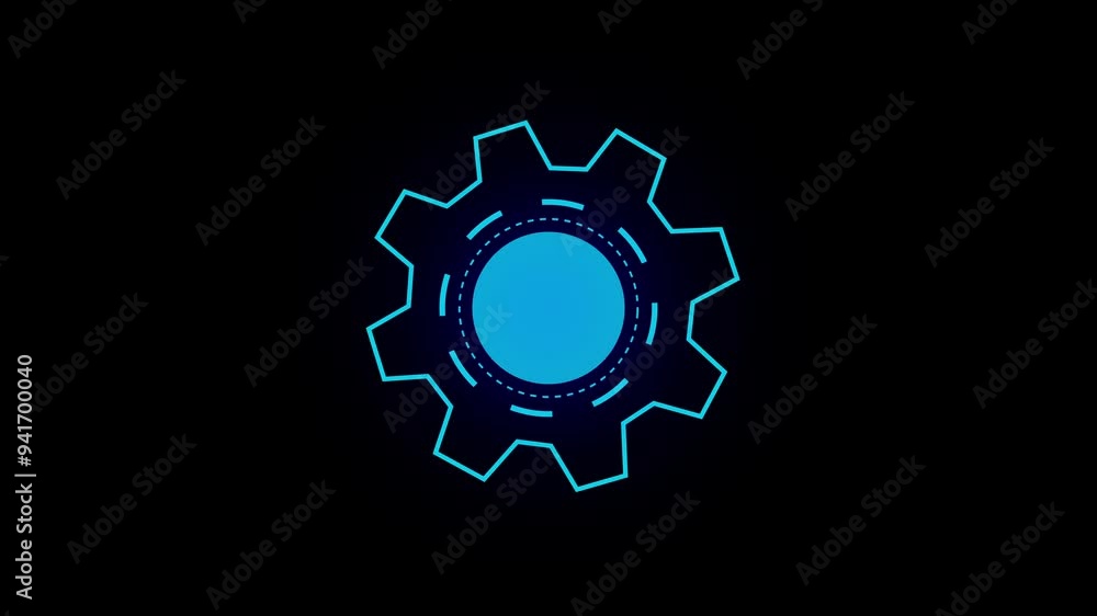 Poster setting animation video on black background, update setting icon setup animation .
