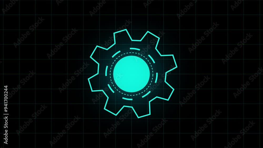 Poster setting animation video on black background, update setting icon setup animation