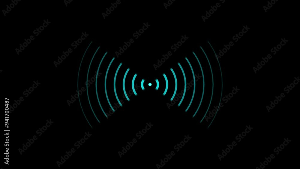 Poster radio waves background animation and expanding arc waves motion graphics .radio waves black backgrou