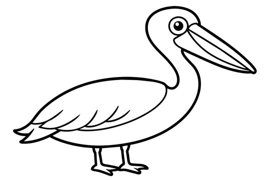 recommend clip art: Cute illustration of pelican bird line art vector art illustration