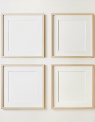 Mockup 4 Posters Frame Close-Up on Wall - 3D Render