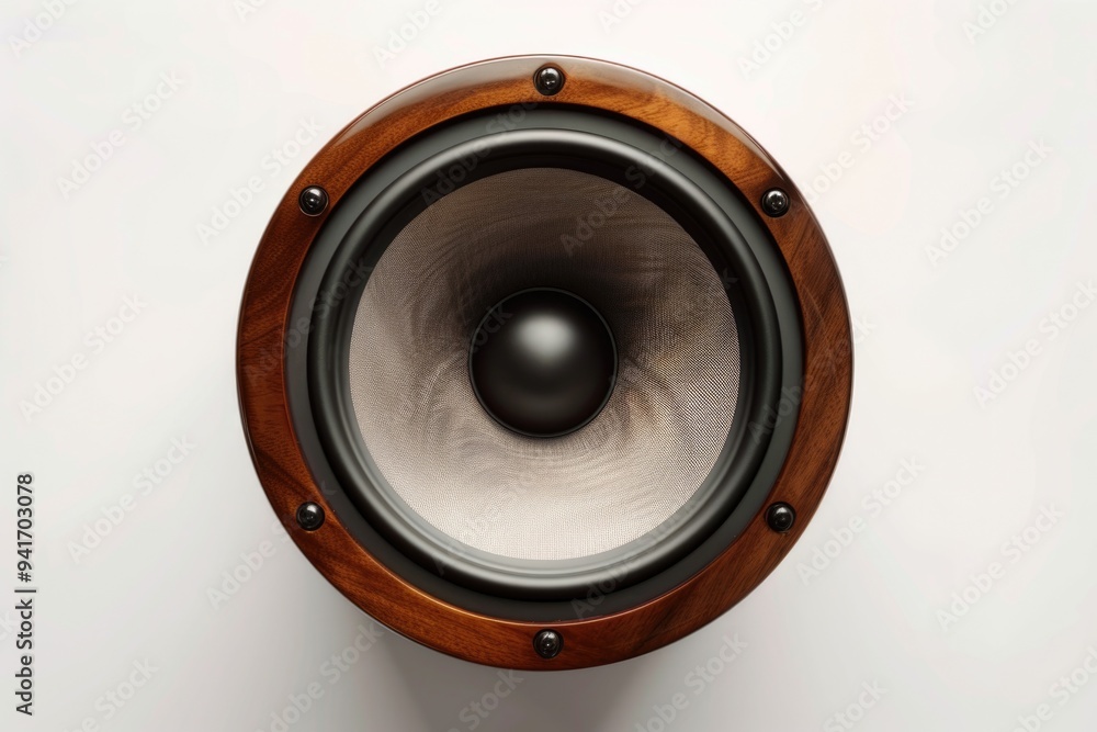 Poster A close-up shot of a speaker mounted on a wall, suitable for use in presentations or public spaces