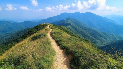 A mountain trail leading to a panoramic viewpoint, where hikers take in the breathtaking 360degree views