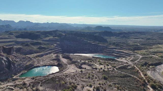 Old open pit uranium mine. Aerial view.