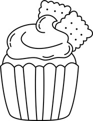 cupcake lineart doodle coloring