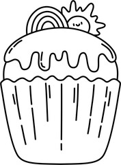 cupcake lineart doodle coloring