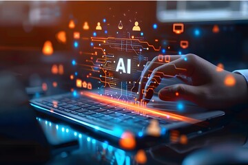 AI and technology concept, AI technology being used in a business setting