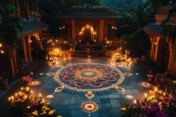 Obraz premium Autumn radiance: Sharad Purnima, the brightest full moon of the year with reverence and cultural practices, celebrating abundance, health, and the divine blessings with this auspicious night