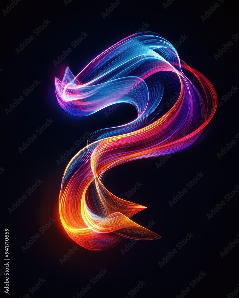 Aufkleber dynamic abstract swirl of vibrant colors against a dark background, creating a captivating and energ
