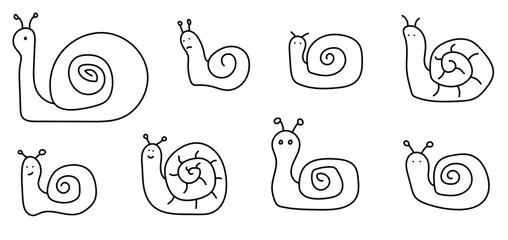 Fototapeta premium snails line set