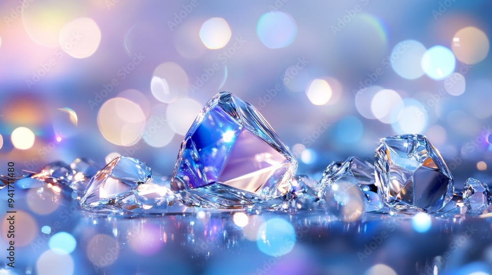 Poster an abstract background image showcasing a crystal with a shimmering, reflective surface. the crystal
