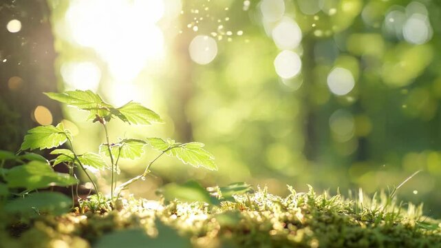 Tranquil Forest Serenity, sunlight streams through tree branches, dappled shadows dance on the forest floor, inviting peaceful contemplation in a rejuvenating natural setting