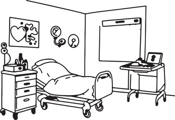 illustration of a hospital bed
