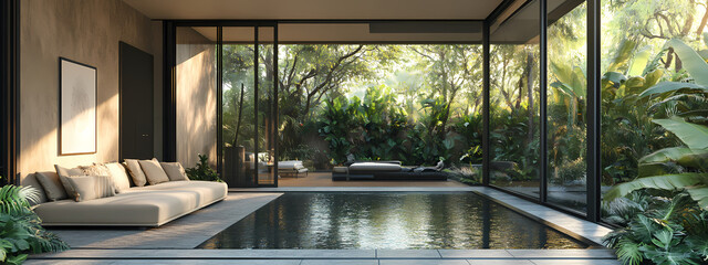 Fototapeta premium Indoor-Outdoor Living with Pool View