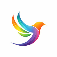 Naklejka premium Colorful bird with rainbow wings on white background