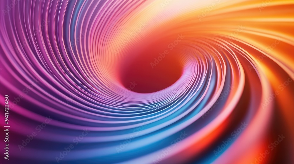 Poster curved lines in radiant colors forming a continuous loop, representing the life cycle concept on a m