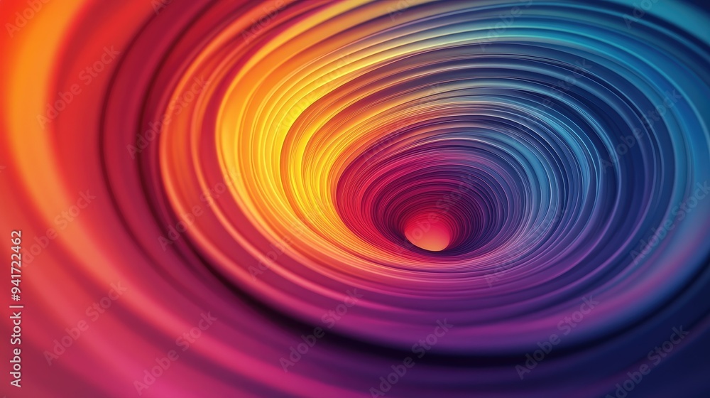 Poster curved lines in radiant colors forming a continuous loop, representing the life cycle concept on a m