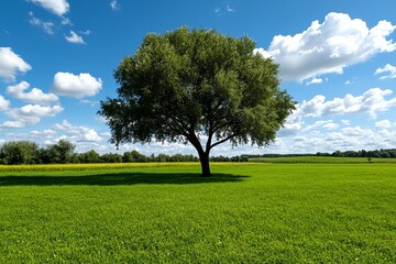 A sad willow tree in a quiet, rural landscape, with the distant sound of birds and the gentle rustling of leaves in the breeze