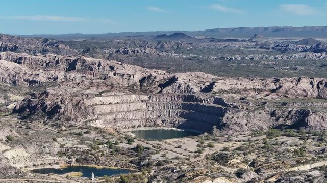 Old open pit uranium mine. Aerial view.