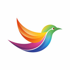 Obraz premium Colorful bird with rainbow wings on white background