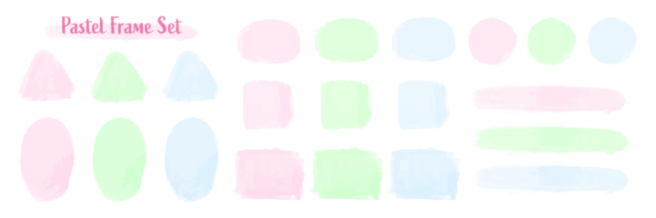パステルカラーの水彩風フレームセット　ベクター