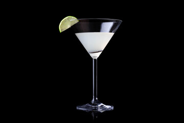 Margarita in a Martini glass with a lime slice