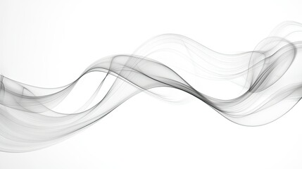 Delicate, curved lines forming a gentle smoke pattern, illustrating ethereal wisps and graceful trails, on a pristine white backdrop.