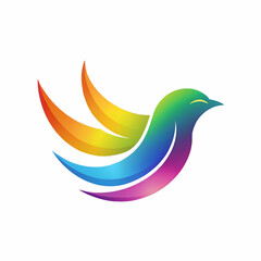 Fototapeta premium Colorful bird with rainbow wings on white background