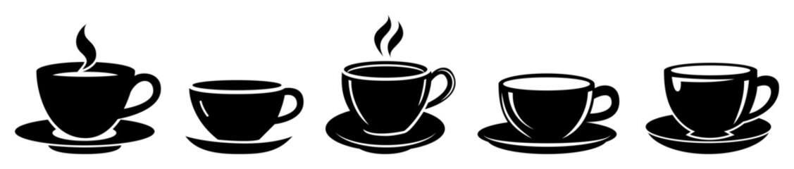 Set of Coffee Cup template flat icons, on transparent background, flat design vector illustration, coffee concept