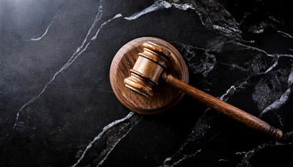 Wooden gavel on marble surface. Judge's hammer. Law and justice concept, constitution, courtroom