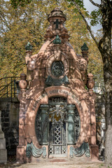 Paris, France - 08 16 2024: Montmartre cemetery. View of graves in the cemetery.
