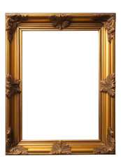 Antique gold vintage decorative frame cut out. PNG Frame. Stylish classic gold painting, carved design patterns