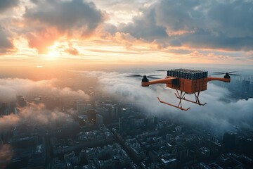 Aerial logistics in air transport, Visualizing the advanced systems that optimize efficiency in the delivery of goods by air. 