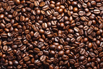 Fototapeta premium Roasted coffee beans pattern texture background. 