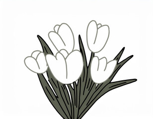 Fototapeta premium Closeup Illustration of a White Tulip Elegant Floral Art
