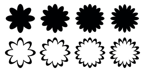 Flower icon. Flowers elements collection. Flower plant, floral garren icons collection. Cute round flower plant nature collection. Vector illustrator.