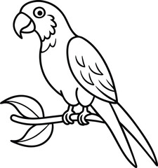 Easy-to-color parrot line art that helps kids develop their coloring skills and imagination
