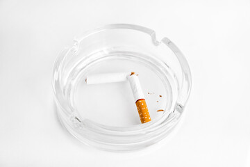Broken Cigarette in Ashtray closeup