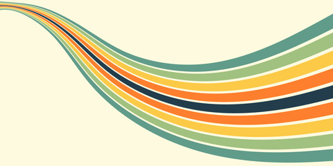 Retrofuturism poster design in trendy retro line style. Modern art poster retro vintage style 70s stripes background template lines shapes vector design.